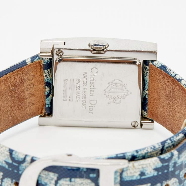 Pre Owned Dior Silver Stainless Steel Leather Malice D78-109 Women's Wristwatch 19 mm