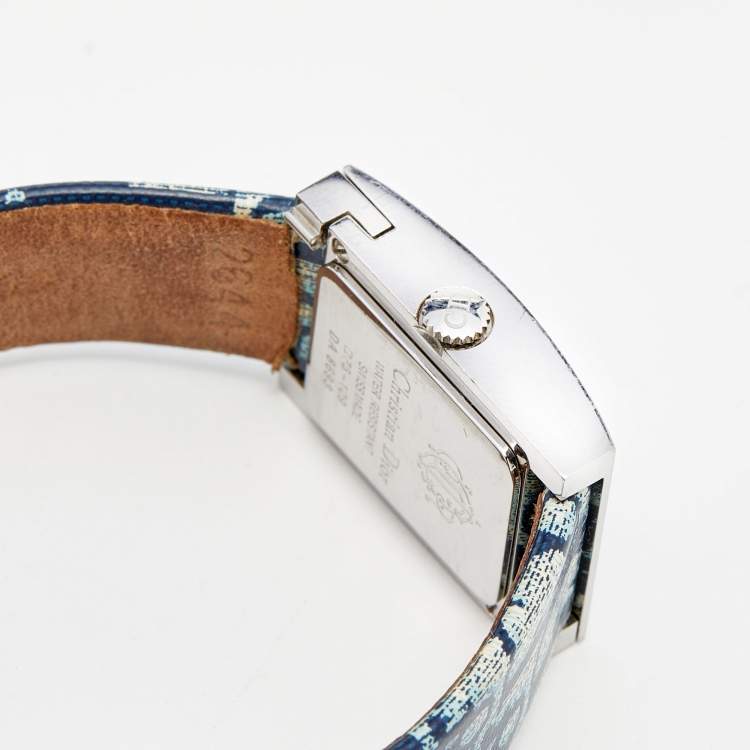 Pre Owned Dior Silver Stainless Steel Leather Malice D78-109 Women's Wristwatch 19 mm