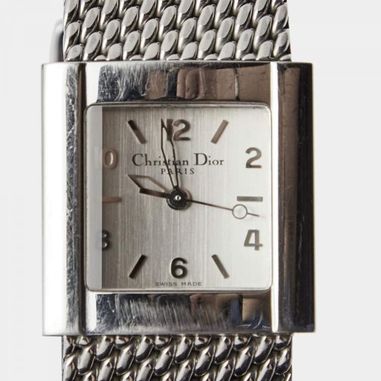 Pre Owned Christian Dior Silver Stainless Steel Riva D80-100 Women's Wristwatch 23 mm