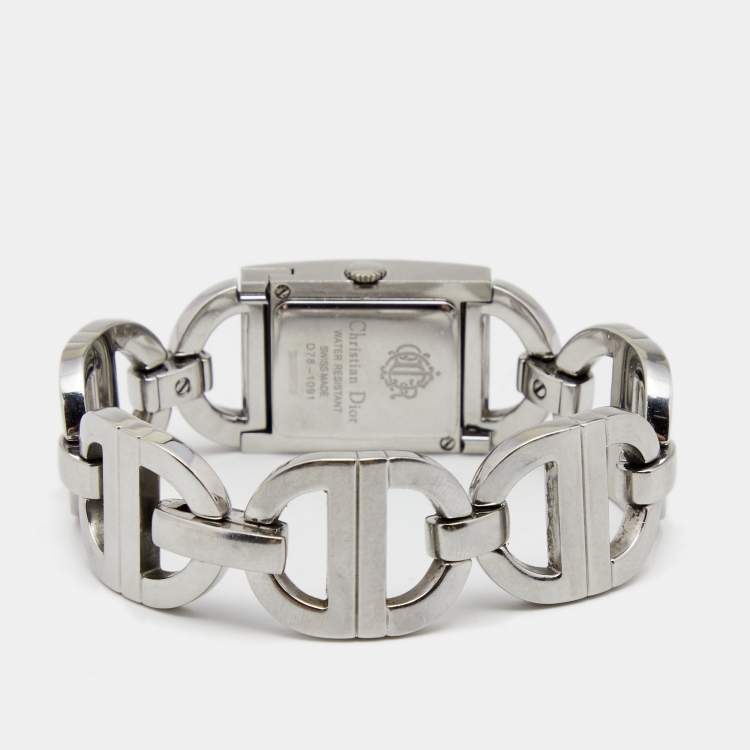 Pre Owned Christian Dior Mother of Pearl Stainless Steel Diamond Malice D78-1091 Women's Wristwatch 19 mm