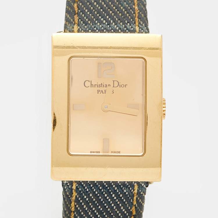Pre Owned Christian Dior Champagne Gold Plated Stainless Steel Malice D78-5015 Women's Wristwatch 19 mm 