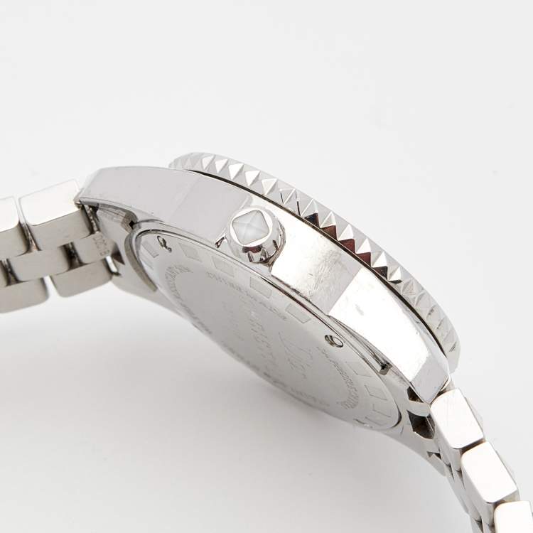 Pre Owned Dior White Diamond  Stainless Steel Christal CD112118 Women's Wristwatch 28 mm