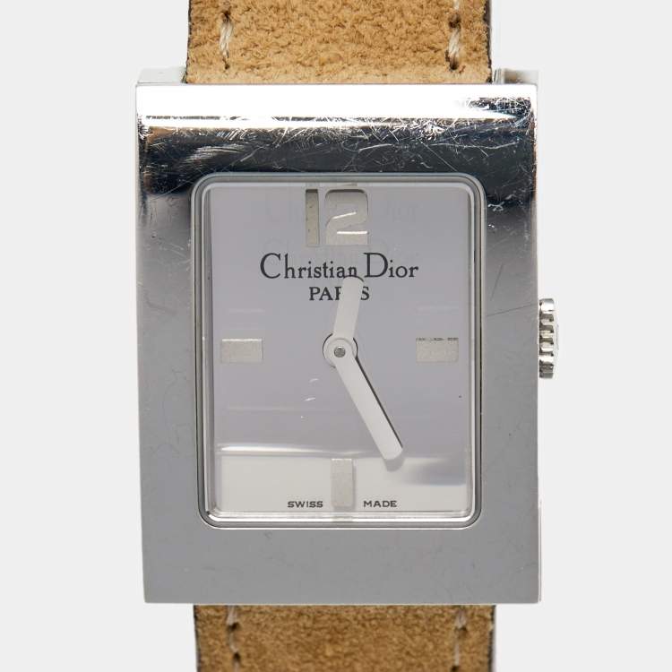 Pre Owned Dior Silver Stainless Steel Suede Malice D78-109 Women's Wristwatch 19 mm