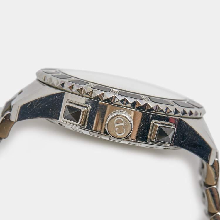 Pre Owned Dior Black Stainless Steel Diamond Christal CD11431E Women's Wristwatch 38 mm