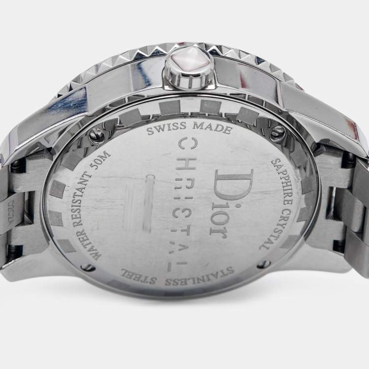 Pre Owned Dior Mother of Pearl Diamond Stainless Steel Christal CD113110M002 Women's Wristwatch 33 mm 