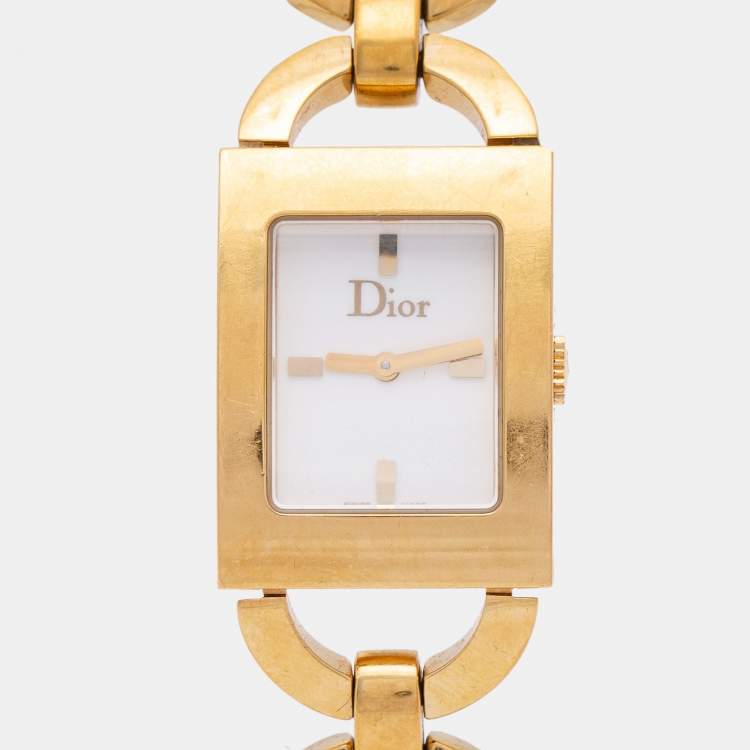 Pre Owned Dior White Gold Plated Stainless Steel Malice D78-159 Women's Wristwatch 19 mm