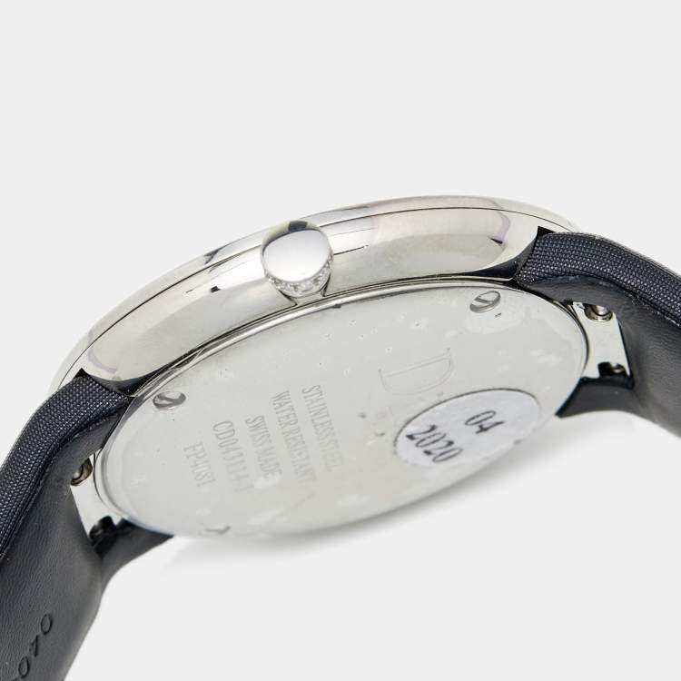 Pre Owned Dior Black Diamond Stainless Steel Satin La D De Dior CD043114A002 Women's Wristwatch 38 mm