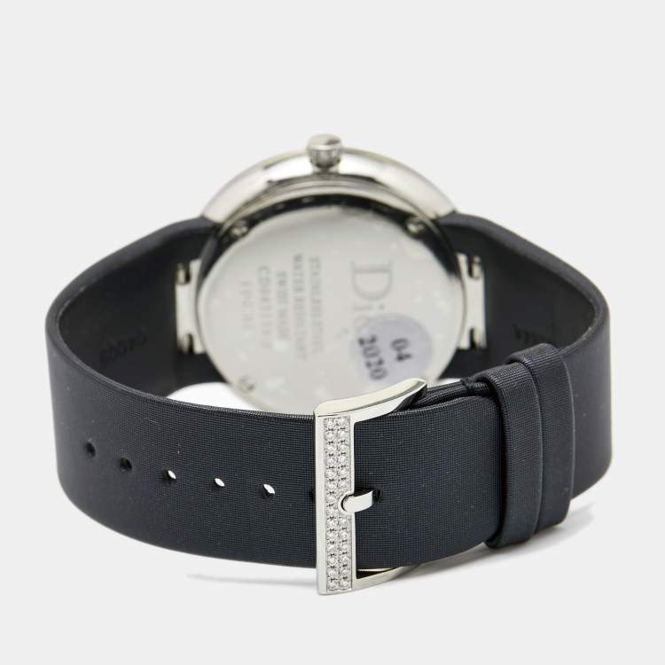 Pre Owned Dior Black Diamond Stainless Steel Satin La D De Dior CD043114A002 Women's Wristwatch 38 mm