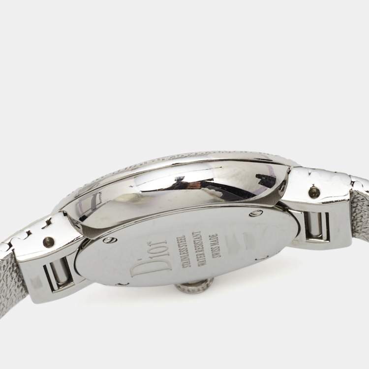 Pre Owned Dior Pink Mother of Pearl Stainless Steel Diamond La D De Dior Satine CD047112M002 Women's Wristwatch 25 mm