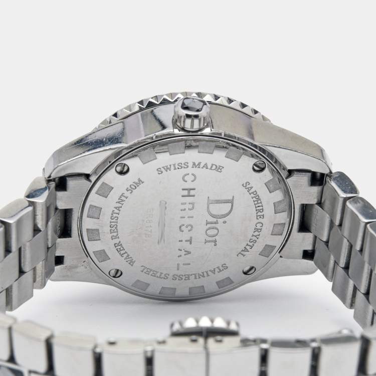 Pre Owned Dior Grey Stainless Steel Christal CD112115M001 Women's Wristwatch 29 mm