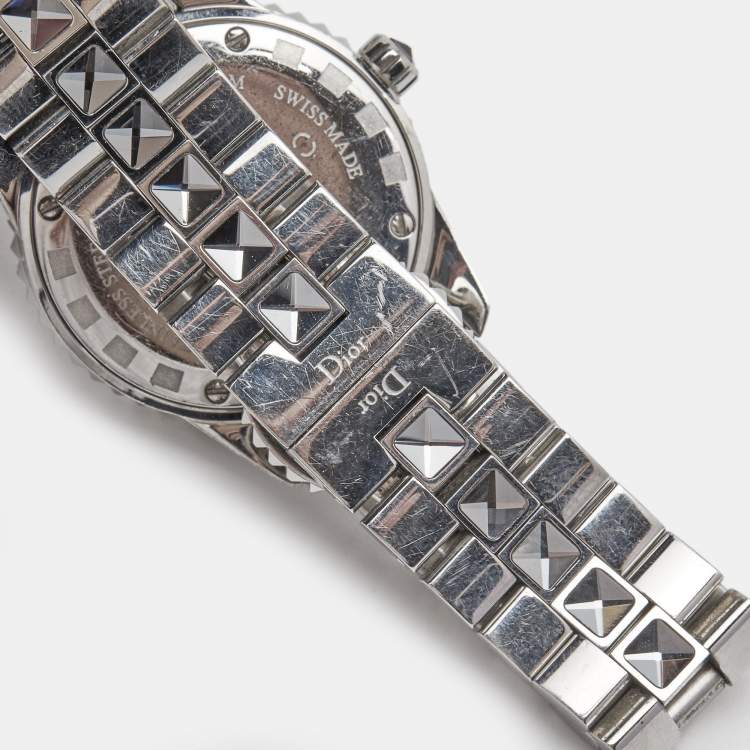 Pre Owned Dior Grey Stainless Steel Christal CD112115M001 Women's Wristwatch 29 mm