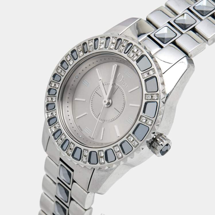 CHRISTIAN DIOR Stainless Steel Diamond Bezel Pink Mother of Pearl 19mm La D  De Dior Quartz Watch 437667 | FASHIONPHILE