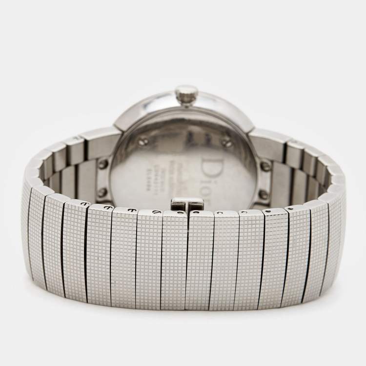 Pre Owned Dior Mother of Pearl Diamond Stainless Steel La D De Dior CD042111M002 Women's Wristwatch 33 mm