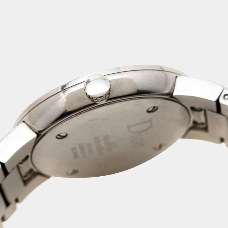 Pre Owned Dior Mother of Pearl Diamond Stainless Steel La D De Dior CD042111M002 Women's Wristwatch 33 mm