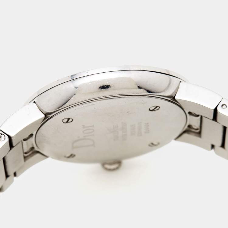Pre Owned Dior Mother of Pearl Diamond Stainless Steel La D De Dior CD042111M002 Women's Wristwatch 33 mm