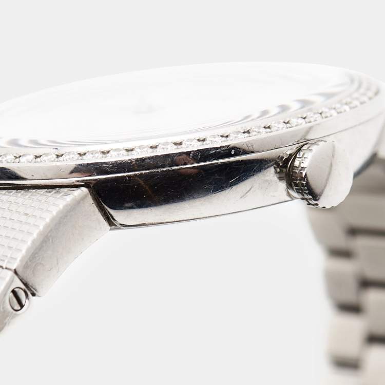 Pre Owned Dior Mother of Pearl Diamond Stainless Steel La D De Dior CD042111M002 Women's Wristwatch 33 mm