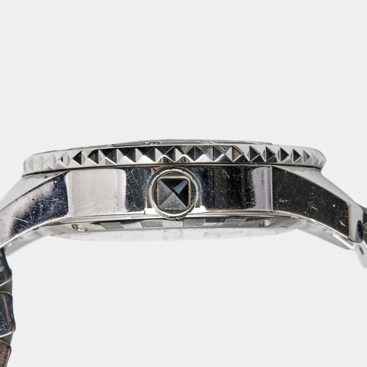 Pre Owned Dior Black Stainless Steel Diamonds Christal CD113115 Women's Wristwatch 33 mm