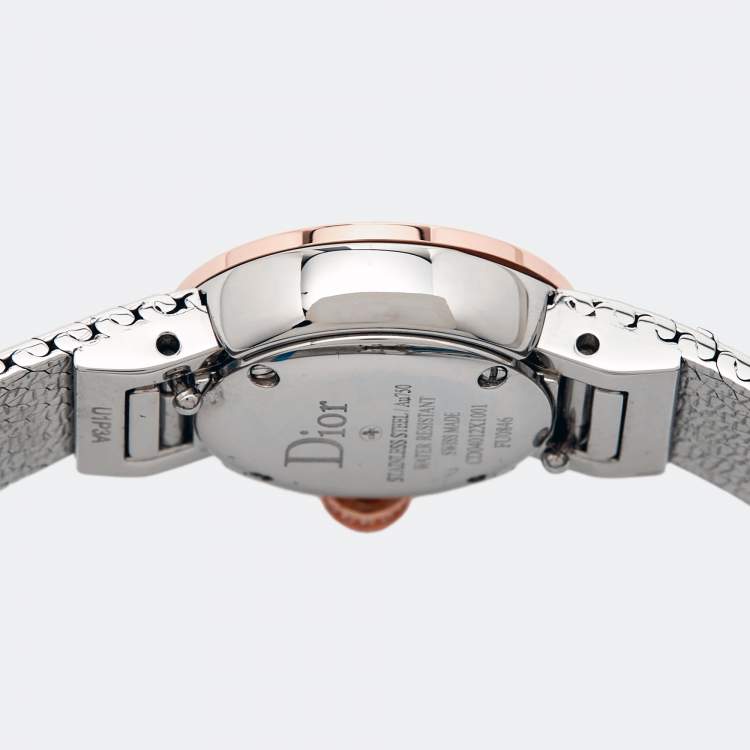 Pre Owned Dior Red 18k Rose Gold Stainless Steel Diamonds La De Dior CD04012X1001 Women's Wristwatch 19 mm 