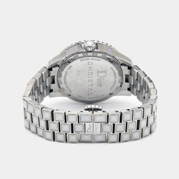 مملوكة مسبقًا Dior White Diamonds Stainless Steel Christal CD113112M002 Women's Wristwatch 33 mm