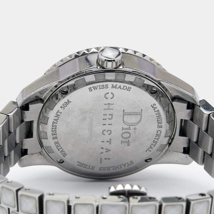 مملوكة مسبقًا Dior White Diamonds Stainless Steel Christal CD113112M002 Women's Wristwatch 33 mm