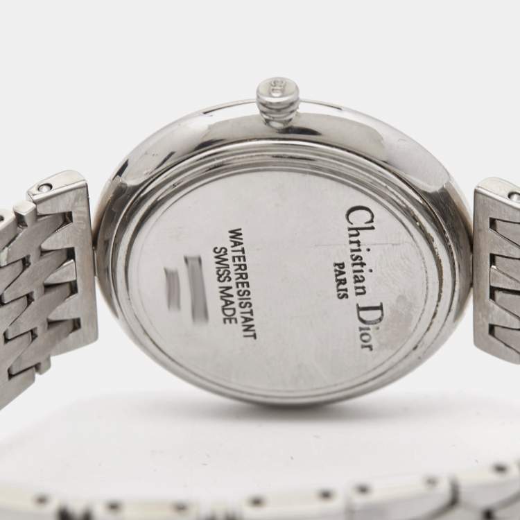 Pre Owned Christian Dior White Stainless Steel D69-100 Women's Wristwatch 32 mm