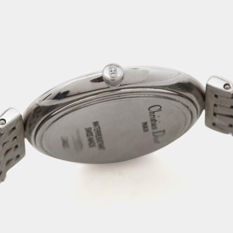 Pre Owned Christian Dior White Stainless Steel D69-100 Women's Wristwatch 32 mm