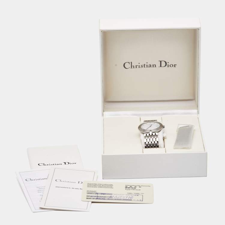 Pre Owned Christian Dior White Stainless Steel D69-100 Women's Wristwatch 32 mm