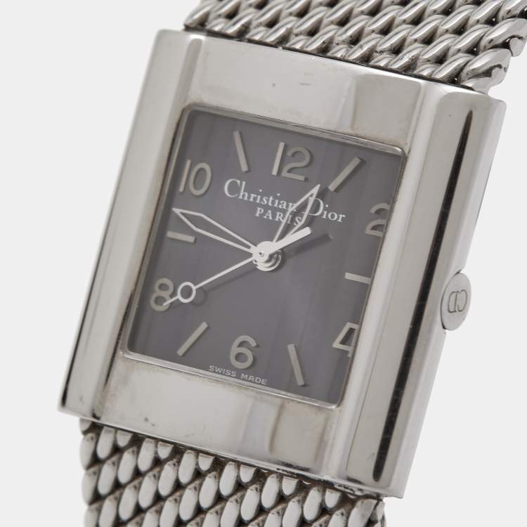 Pre Owned Christian Dior Grey Stainless Steel D79-100 Women's Wristwatch 28 mm