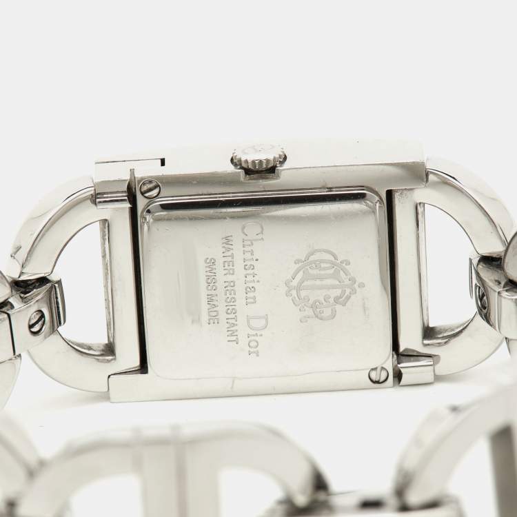 Pre Owned Christian Dior Mother of Pearl Stainless Steel Diamond Malice D78-1091 Women's Wristwatch 19 mm