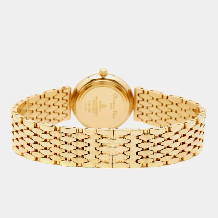 Pre Owned Dior Grey Gold Plated Stainless Steel D68-150 Women's Wristwatch 25 mm