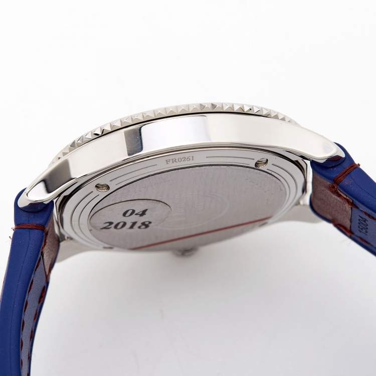 Pre Owned Dior Burgundy Mother Of Pearl Diamond Stainless Steel Leather VIII Place Vendome CD152110A002 Women's Wristwatch 32 mm