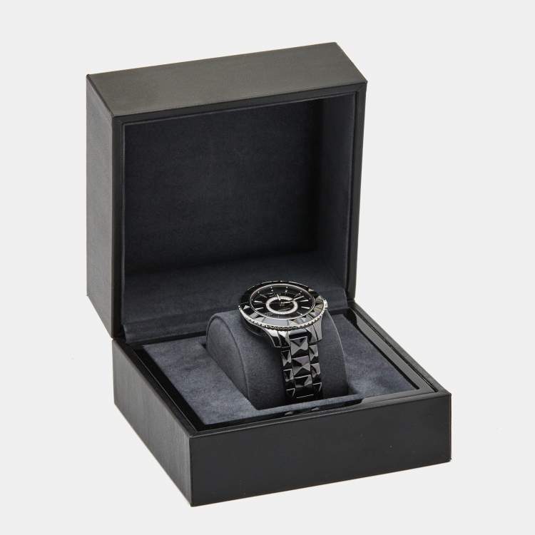Pre Owned Dior Black Diamond Ceramic Stainless Steel Dior VIII CD1245E0C002 Women's Wristwatch 38 mm 