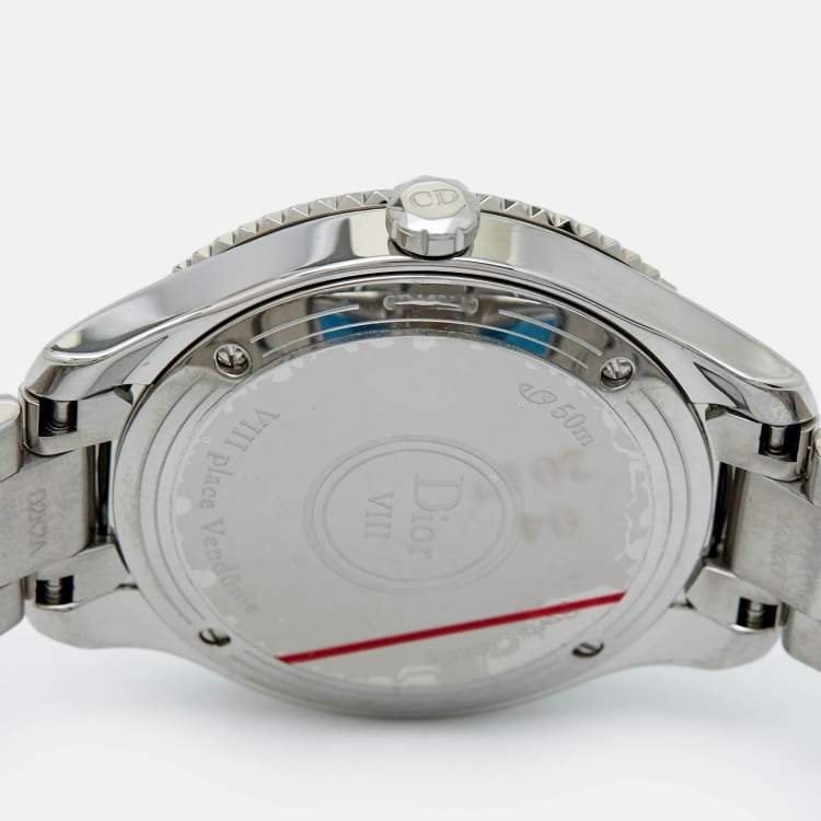 Pre Owned Dior Mother of Pearl Diamond Stainless Steel  VIII Montaigne CD152110M004 Women's Wristwatch 32 mm