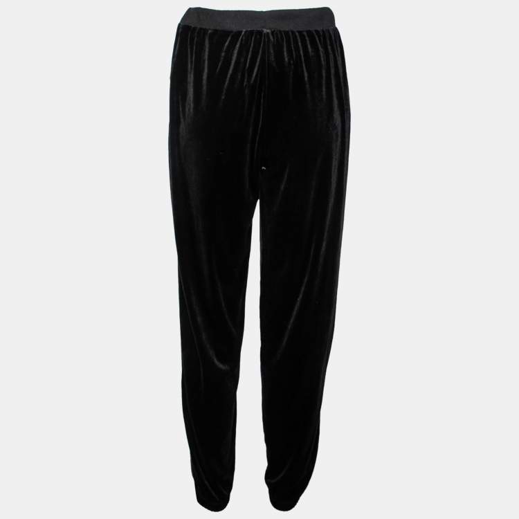 DKNY Black Velvet Lurex Trimmed Track Pants L Dkny TLC