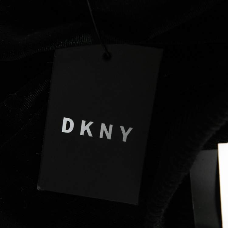 Pre Owned DKNY Black Velvet & Lurex Trimmed Track Pants L