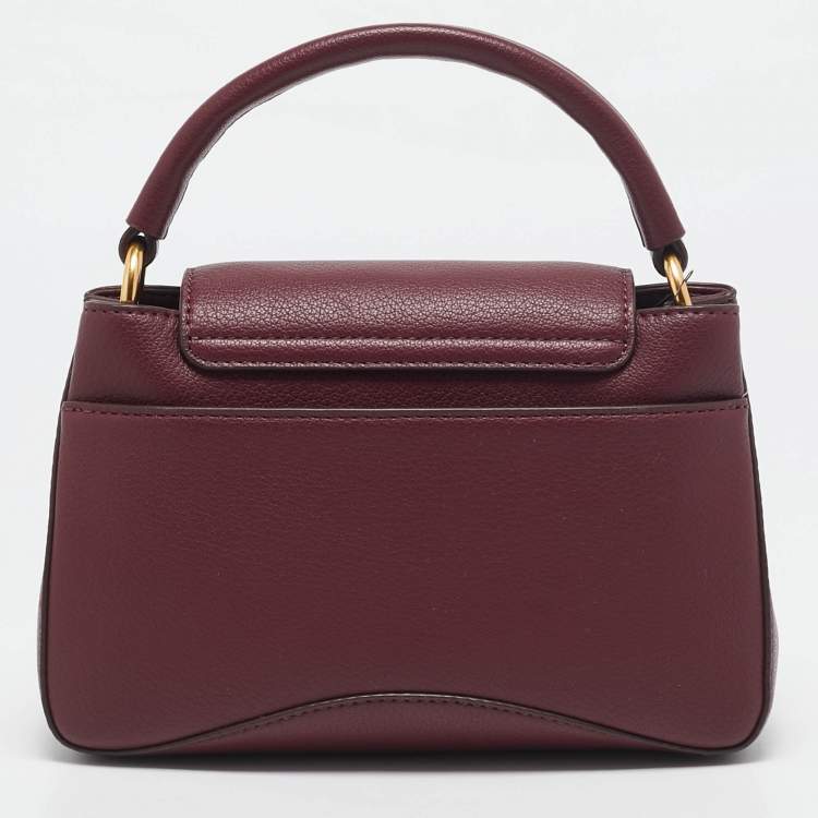 Pre Owned DKNY Burgundy Leather Luna Top Handle Bag
