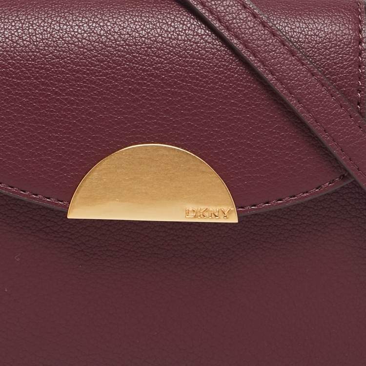Pre Owned DKNY Burgundy Leather Luna Top Handle Bag