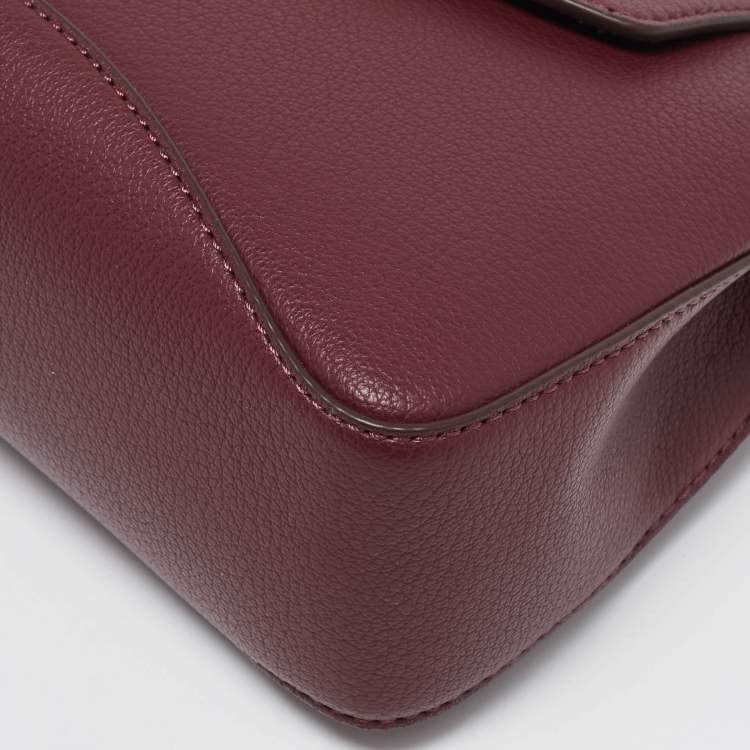 Pre Owned DKNY Burgundy Leather Luna Top Handle Bag