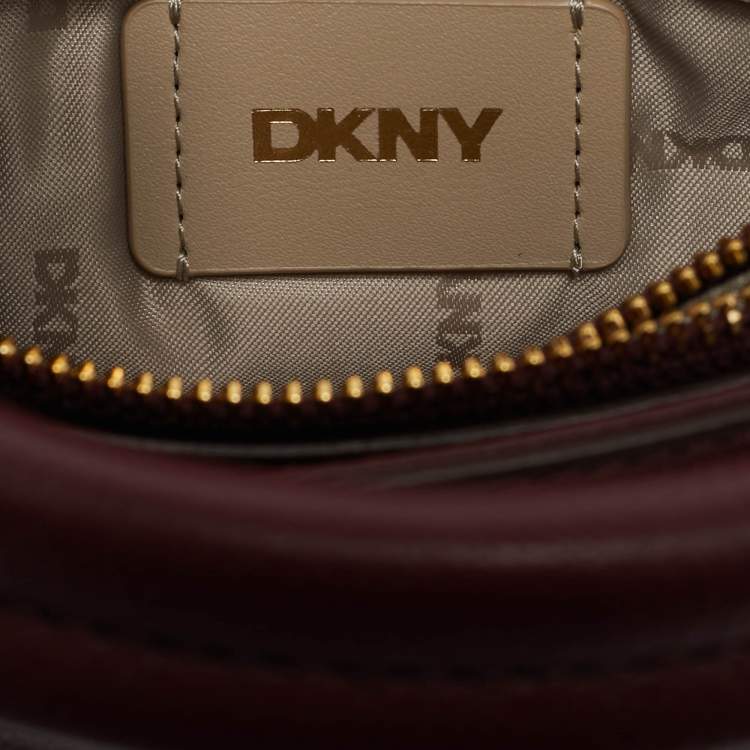 Pre Owned DKNY Burgundy Leather Luna Top Handle Bag