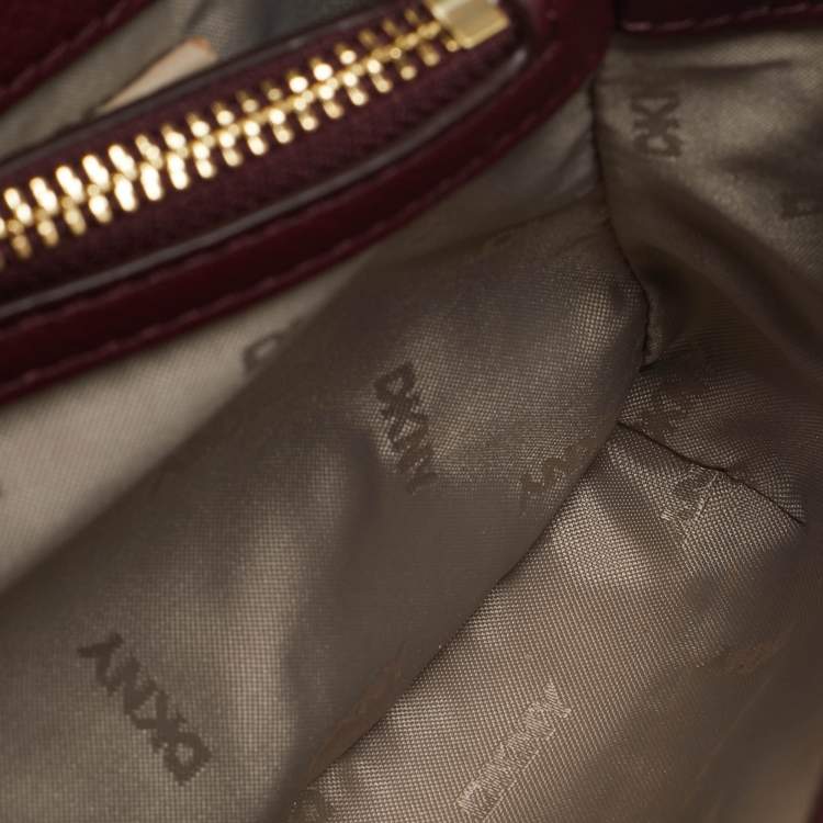 Pre Owned DKNY Burgundy Leather Luna Top Handle Bag