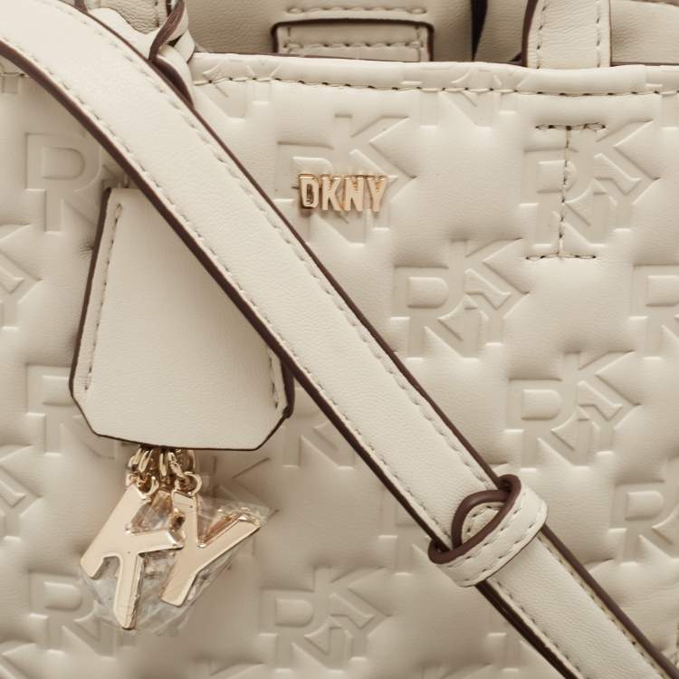 مملوكة مسبقًا Dkny White Signature Embossed Leather Mini Lexi Tote