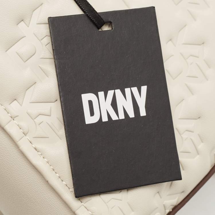 مملوكة مسبقًا Dkny White Signature Embossed Leather Mini Lexi Tote