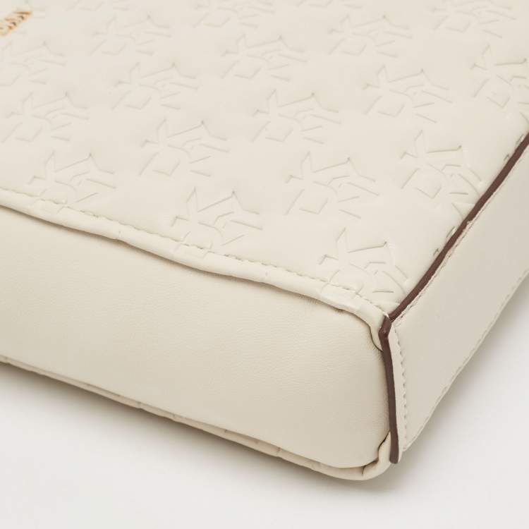 مملوكة مسبقًا Dkny White Signature Embossed Leather Mini Lexi Tote