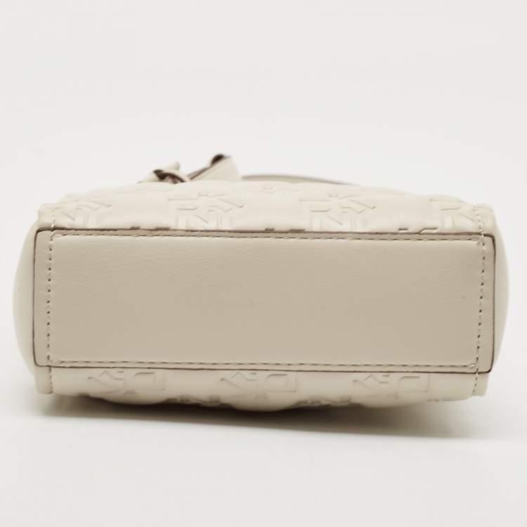 مملوكة مسبقًا Dkny White Signature Embossed Leather Mini Lexi Tote