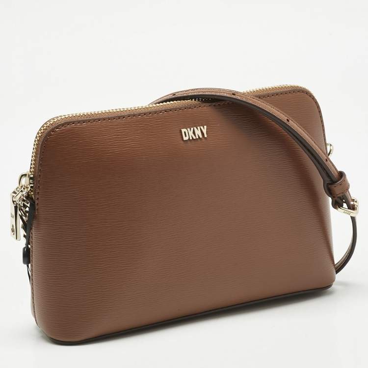 Pre Owned DKNY Brown Leather Bryant Dome Crossbody Bag