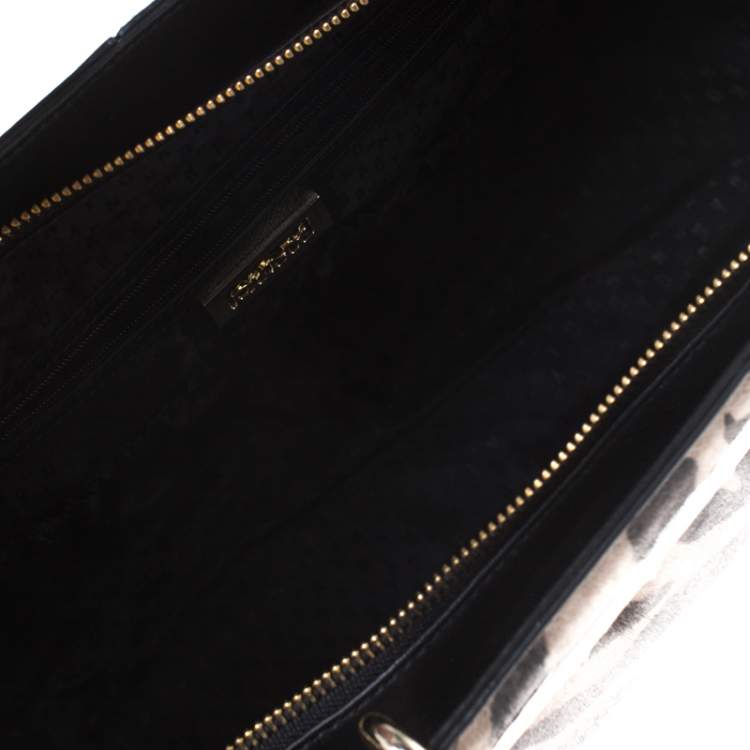 Pre Owned DKNY Black Tiger Print Calf Hair and Leather Tote                 