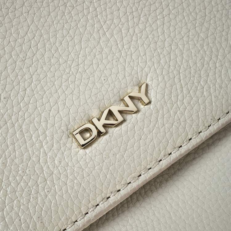 Pre Owned  DKNY Cream Leather Envelope Shoulder Bag