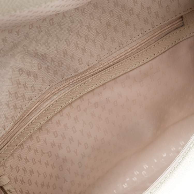 Pre Owned  DKNY Cream Leather Envelope Shoulder Bag