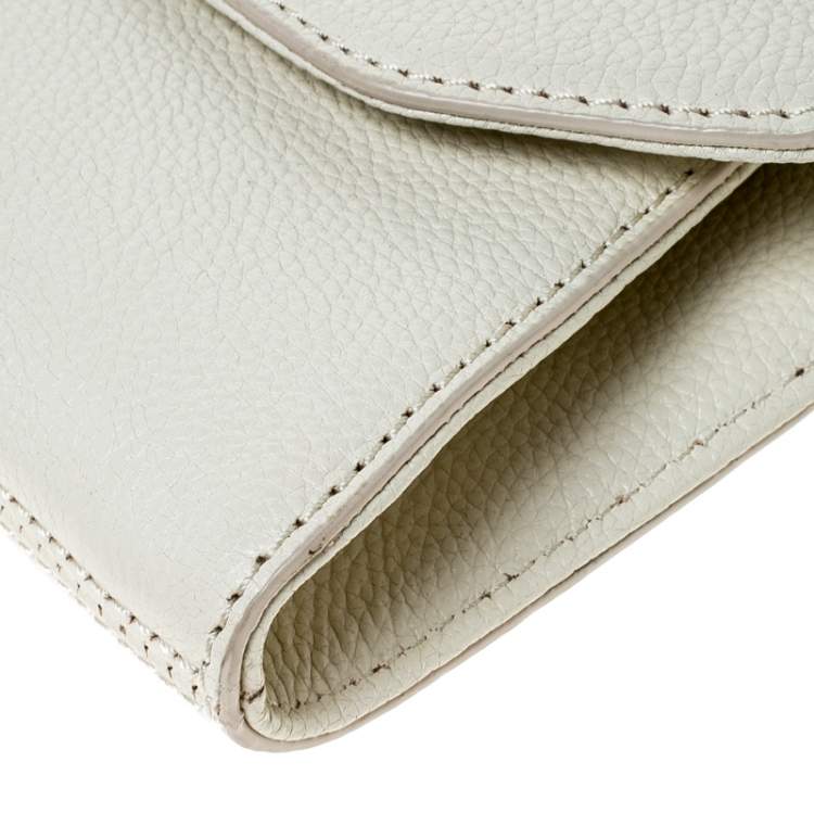 Pre Owned  DKNY Cream Leather Envelope Shoulder Bag