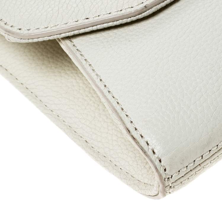 Pre Owned  DKNY Cream Leather Envelope Shoulder Bag